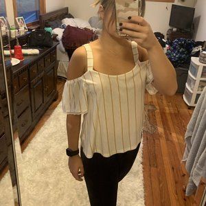 Striped Open Shoulder T-shirt